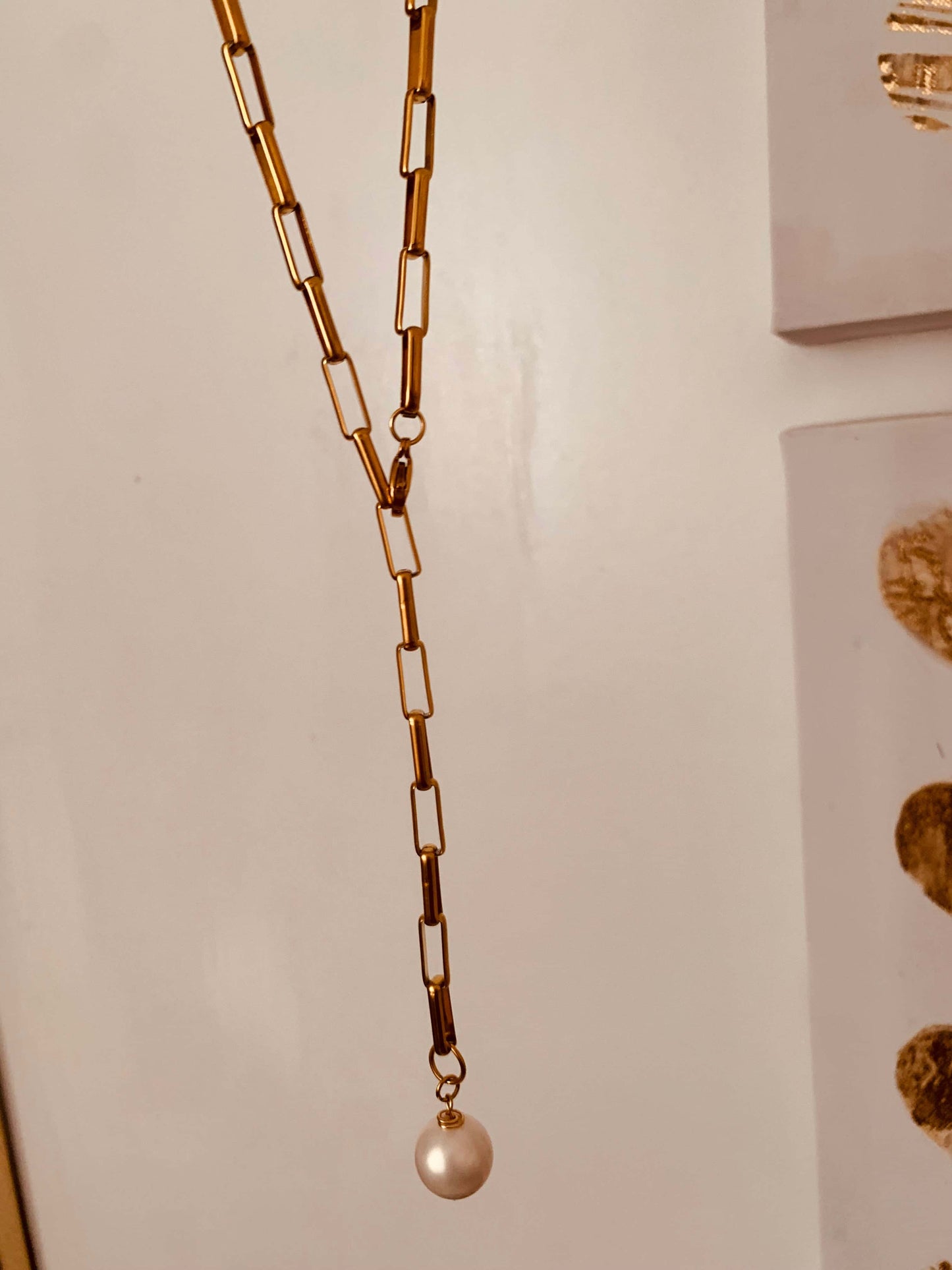 Big Paper Clip Lariat Necklace