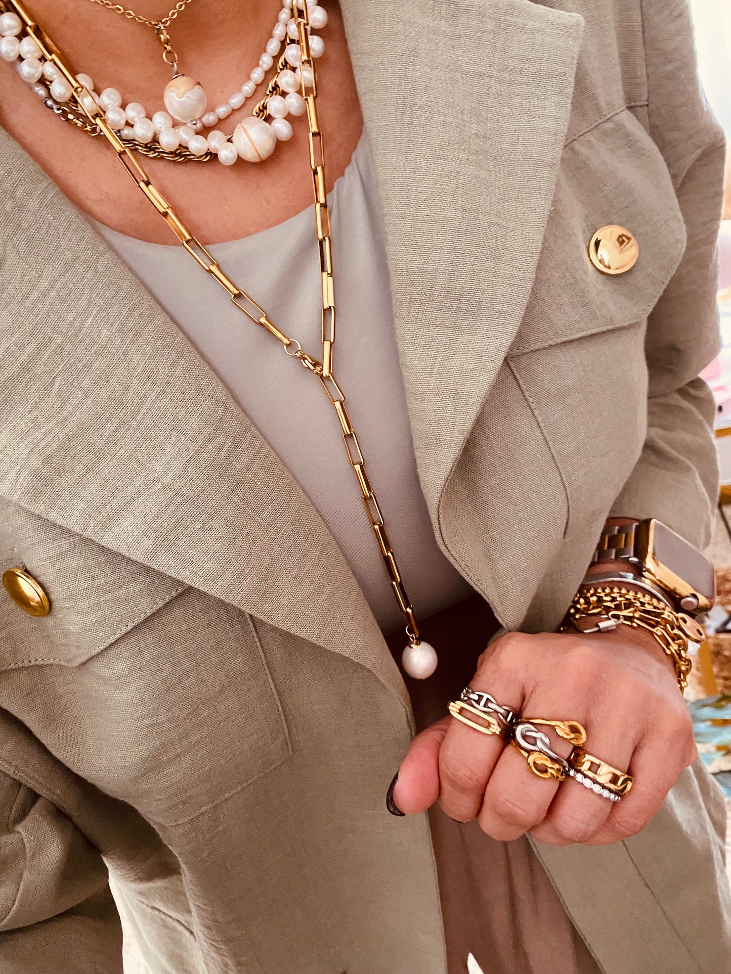 Big Paper Clip Lariat Necklace