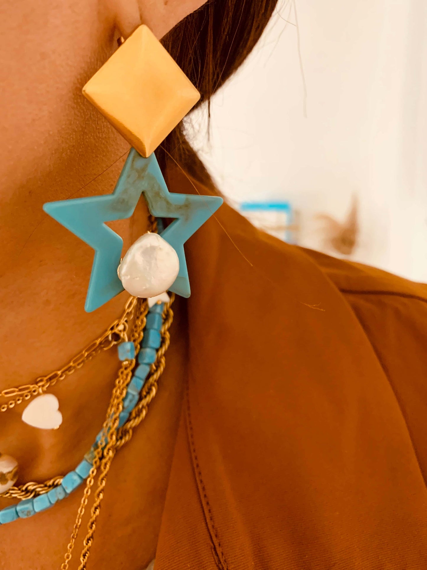 Star Turquoise Earring New