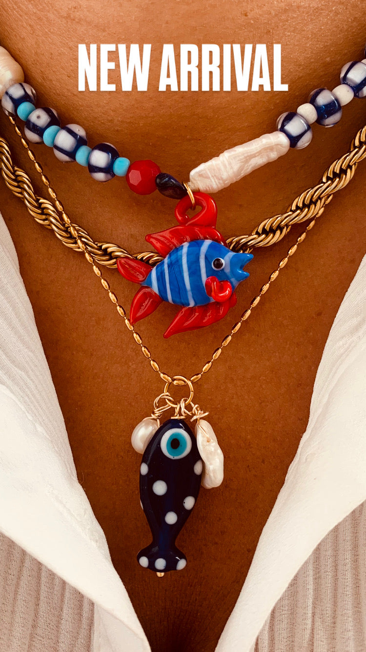Costa Blue Pez Necklace New