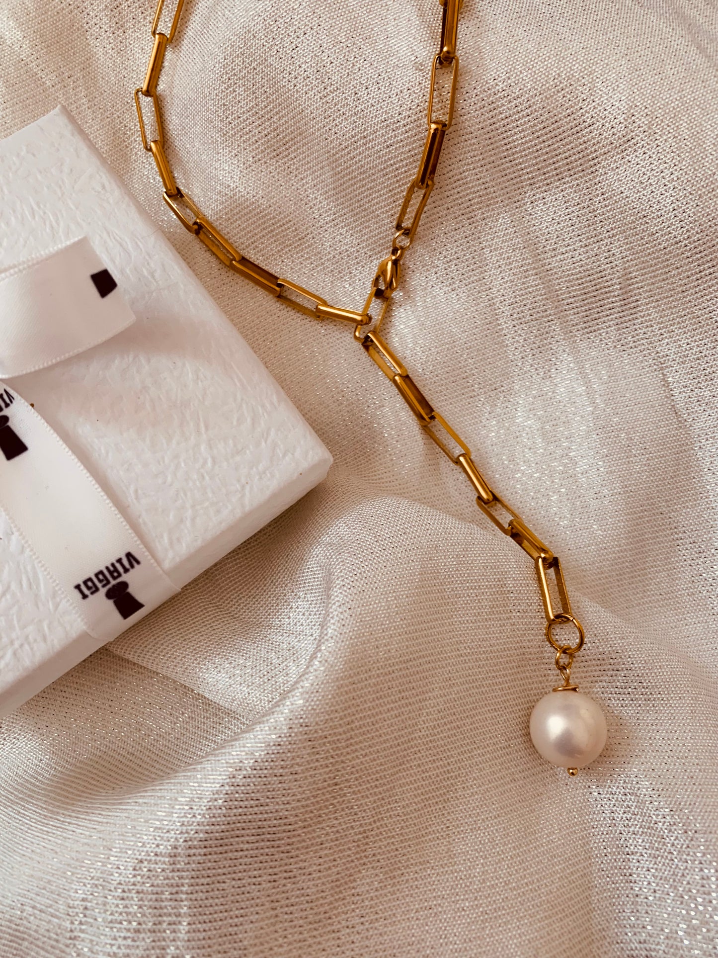Big Paper Clip Lariat Necklace