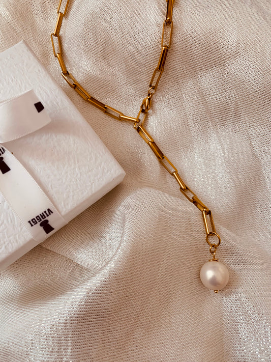 Big Paper Clip Lariat Necklace