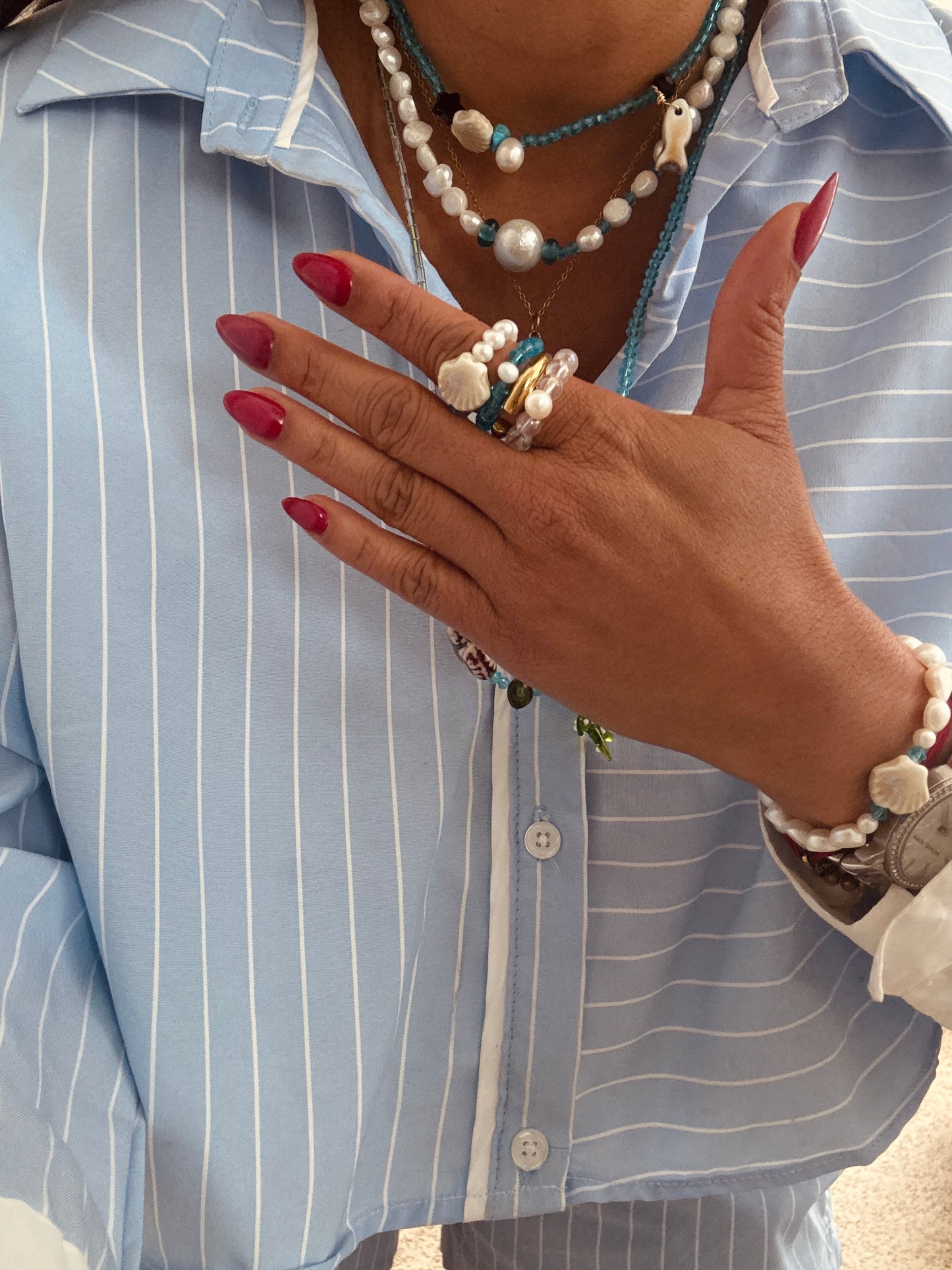 Blue Pearl Necklace New